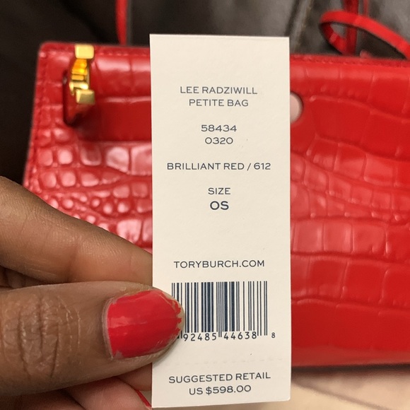 Tory Burch Lee Radziwill Petite Croc-Embossed Leather Bag - Picture 7 of 16